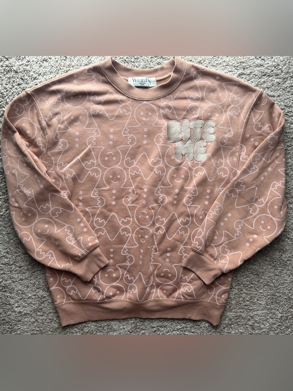 Wound Up Women’s Small 4-6 Gingerbread Bite Me Christmas Sweatshirt